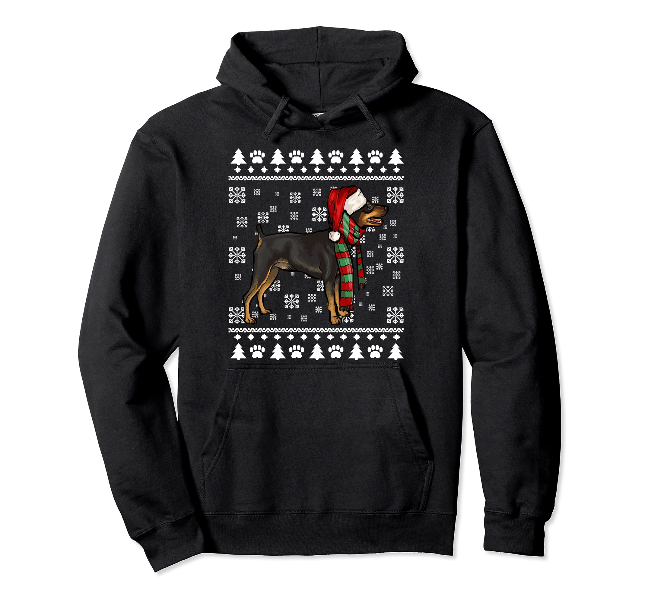 Miniature Pinscher Dog Santa Hat Xmas Ugly Christmas Pullover Hoodie
