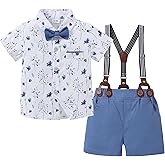 ZOEREA Toddler Baby Boy Clothes 1-5T Boy Gentleman Suit Short Sleeves Shirt +Suspender Pants +Bowtie Toddler Dress Boy Outfit