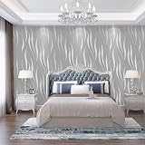 Trafagala Embossed Wallpaper Non-Woven Wave Stripes Gray Silver 3D Taupe view 5
