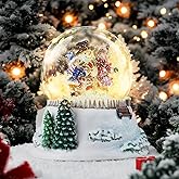 Snowman & Friends Christmas Snow Globe,with LED Lights & Falling Snow,Musical Holiday Snow Globes,Plays Santa Claus is Coming to Town, Winter Home Décor, Winter Wonder Tune”