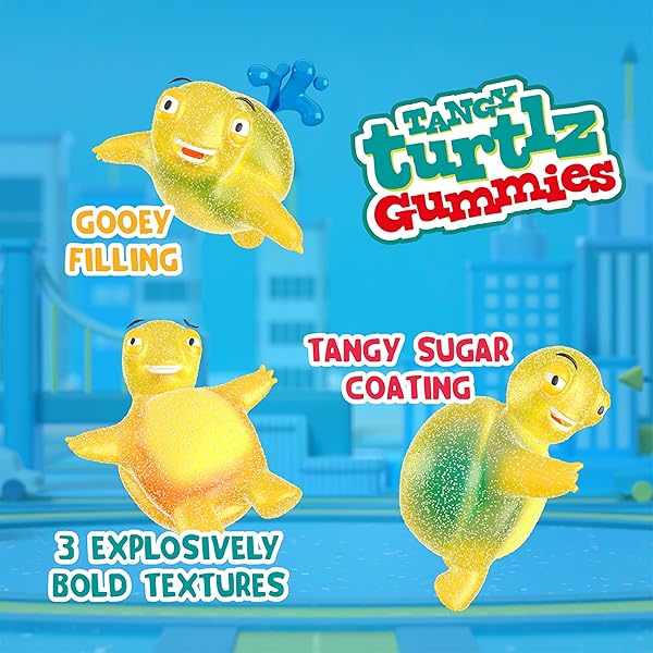CHEWZME TANGY TURTLZ GUMMIES, INDIVIDUALLY WRAPPED TURTLE SHAPED JELLY-FILLED GUMMY AND CHEWY CANDY IN ASSORTED FLAVORS, 8.46 OUNCE (PACK OF 1)