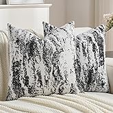 FUTEI Black Decorative Throw Pillow Covers 18x18 Inch Set of 2,Soft Faux Cashmere Ink Painting Pattern Cushion Case,Modern Home Decor for Couch Bed Living Room
