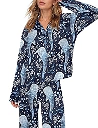 SHESHOW Women's Pajama Sets Long Sleeve Button Down