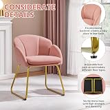 Yaheetech Velvet Tub Chair Pink with Golden Metal Legs Modern Accent Armchair view 6