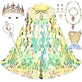 LIMIROLER Princess Dress Up Toys Princess Dress Up Clothes Rainbow Mermaid Cape Kit 9 Pcs Gift Set for Little Girls 3-8 Years