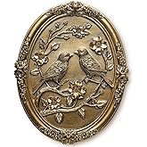 Vintage Bird Wall Sculpture,Antique Wall Decor,Retro Art Birds Sculpture,Hand Painted Wall Decoration with Embossed Couple Birds Design,Vintage Wall Decor for Living Room Bedroom Dining Room Hallway, Mothers Day Gifts