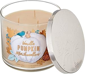 Bath and Body Works 3 Wick Scented Candle Vanilla Pumpkin Marshmallow 14.5 Ounce