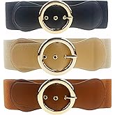 Swtddy 3 Pack Women's Vintage Wide Elastic Stretch Waist Belt Waistband