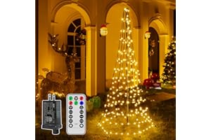 BrightChristmas 6FT Christmas Tree Lights with 234 LEDs, Remote Control Christmas Lights with 8 Lighting Modes, IP67 Waterproof Outdoor Decorations for Outside Indoor Yard Porch（Warm White）