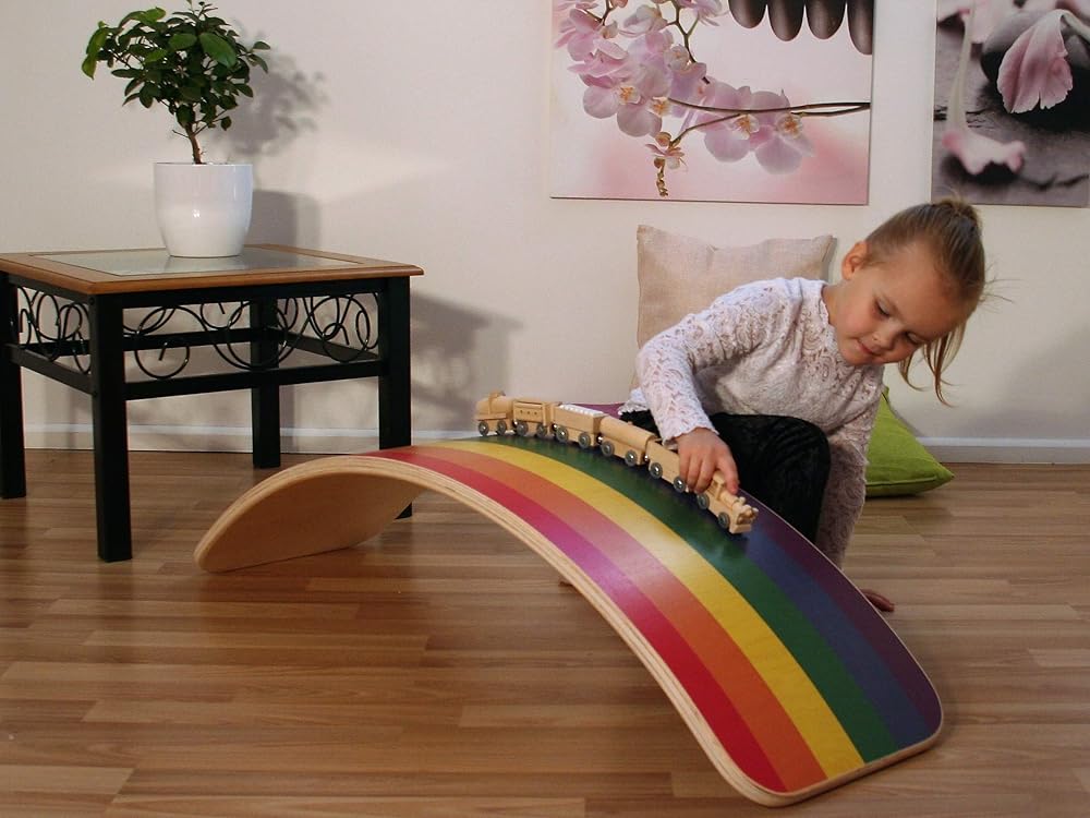 KateHaa Large Rainbow Balance Board Montessori toy Wooden toy Baby