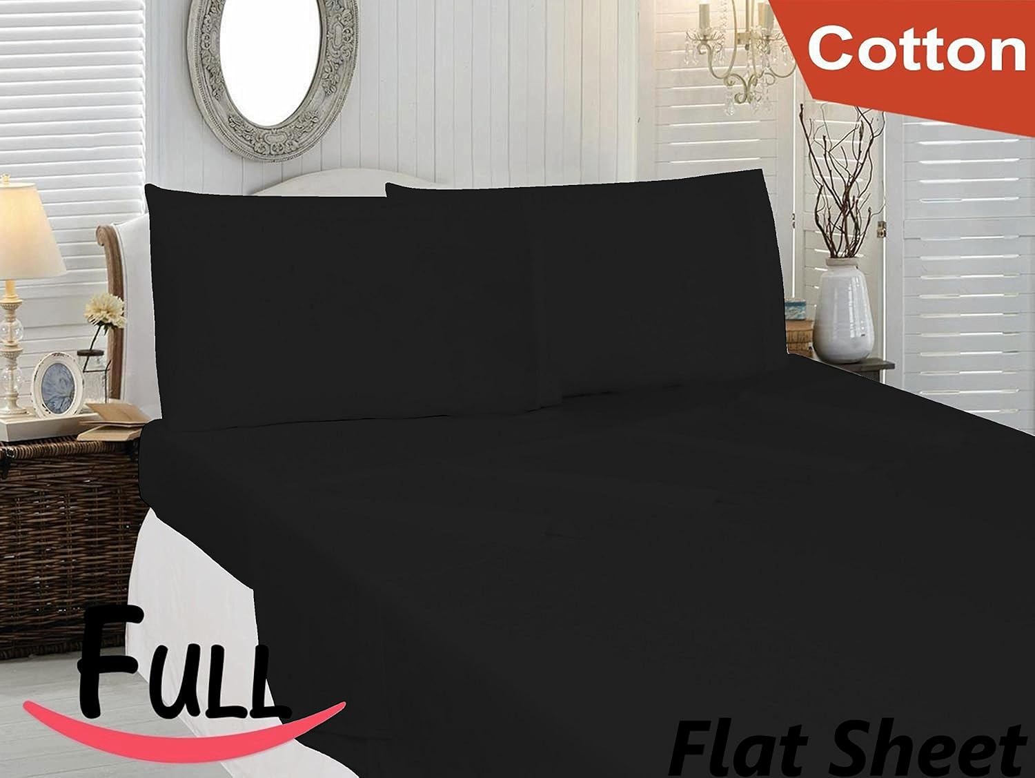 Crescent Bedding Flat Sheet Only - 200 Thread Count 100% Cotton - Soft and Comfy (Full, Hunter): Home & Kitchen