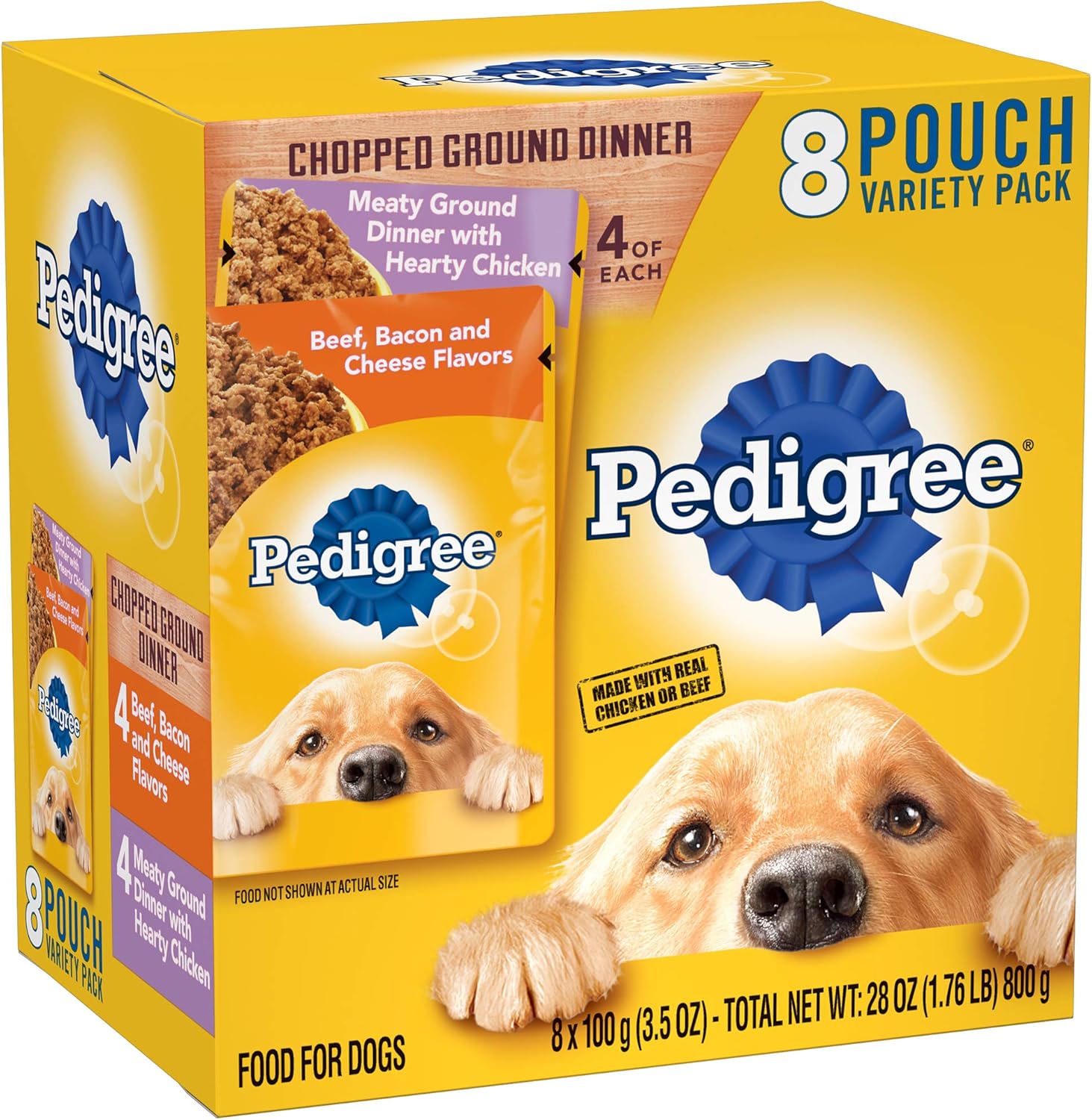 PEDIGREE Adult Wet Dog Food Chopped Ground Dinner with Hearty Chicken and Beef