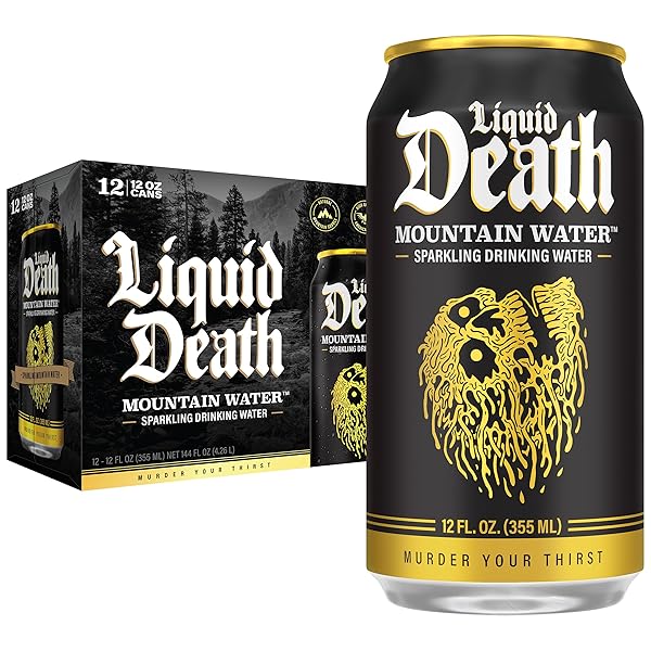 LIQUID DEATH SPARKLING MOUNTAIN WATER, REAL MOUNTAIN SOURCE,...
