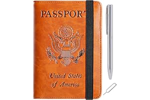 PASCACOO Passport Holder Cover Wallet Travel Essentials RFID Blocking Leather Card Case International Travel Must Haves Travel Accessories for Women Men(113#Claybank)