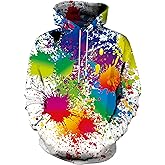 Linnhoy Unisex 3D Printed Hooded Sweatshirt Casual Pullover Hoodie with Big Pockets