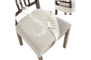 NIBESSER Waterproof Dining Chair Seat Covers Set of 4,Stretch Soft Removable Washable Chairs Covers for Dining Room, Seat Cushion Slipcovers Protector for Kitchen Armless Chairs (No Rear,Beige)