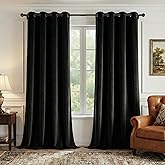 StangH Black Blackout Velvet Curtains 84 inches Long - Grommet Thermal Insulated Curtain Panels Chill Resist Keep Warm for Li