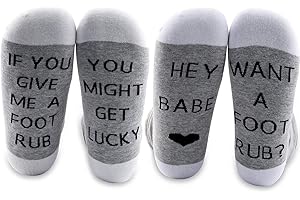 MBMSO Couples Socks Matching Engagement Gifts 2 Pairs Lover Couple Socks Wedding Gifts If You Give Me a Foot Rub