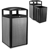 Alpine 40-Gallon Outdoor Commercial Trash Can with Locking Lid &ndash; Heavy-Duty Weather-Resistant Metal Garbage Bin with Removable Liner for Parks, Restaurants &amp; Public Spaces