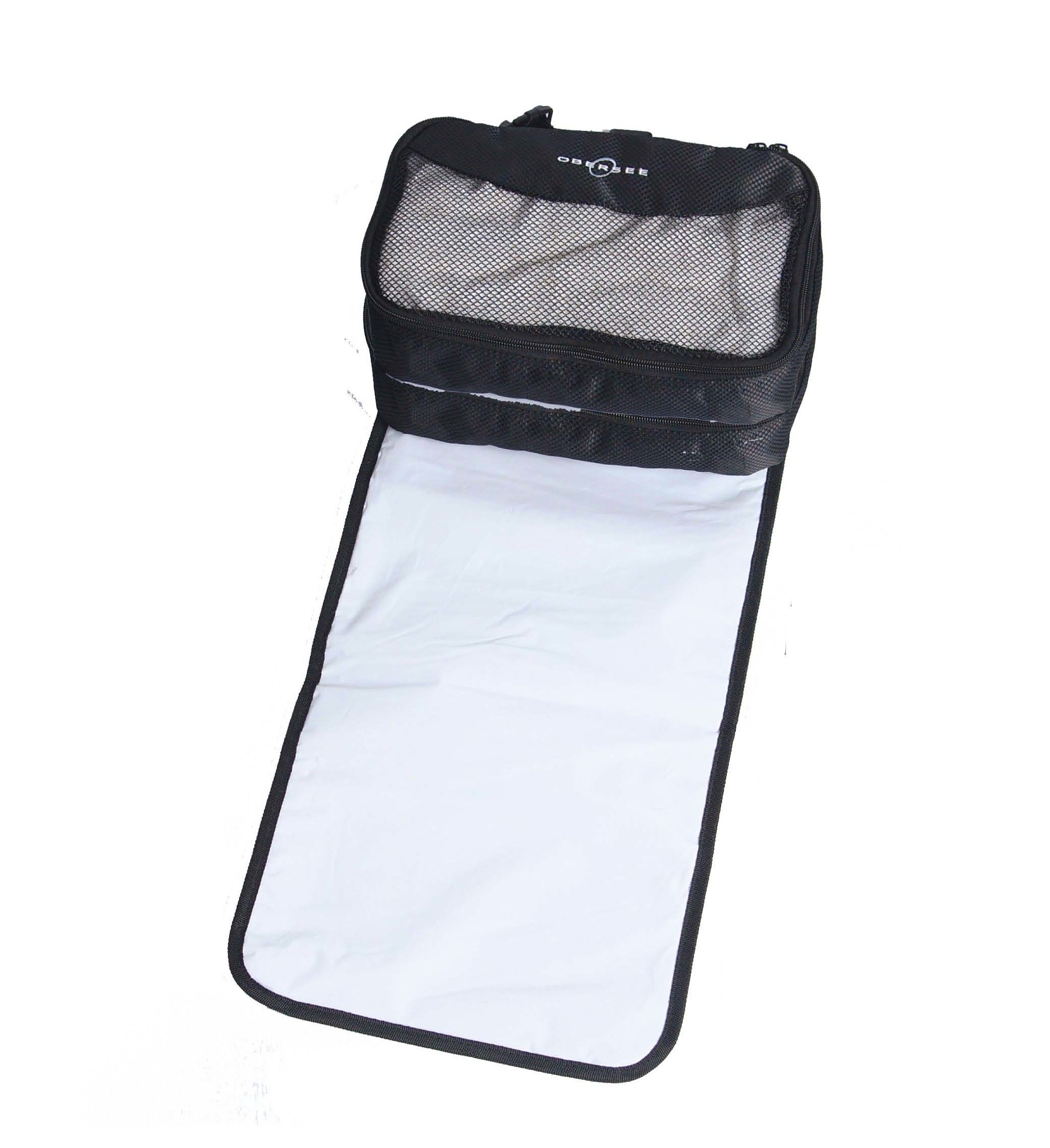 Obersee Extra Large Diaper Changing Station Bag for Travel and Twins - Black