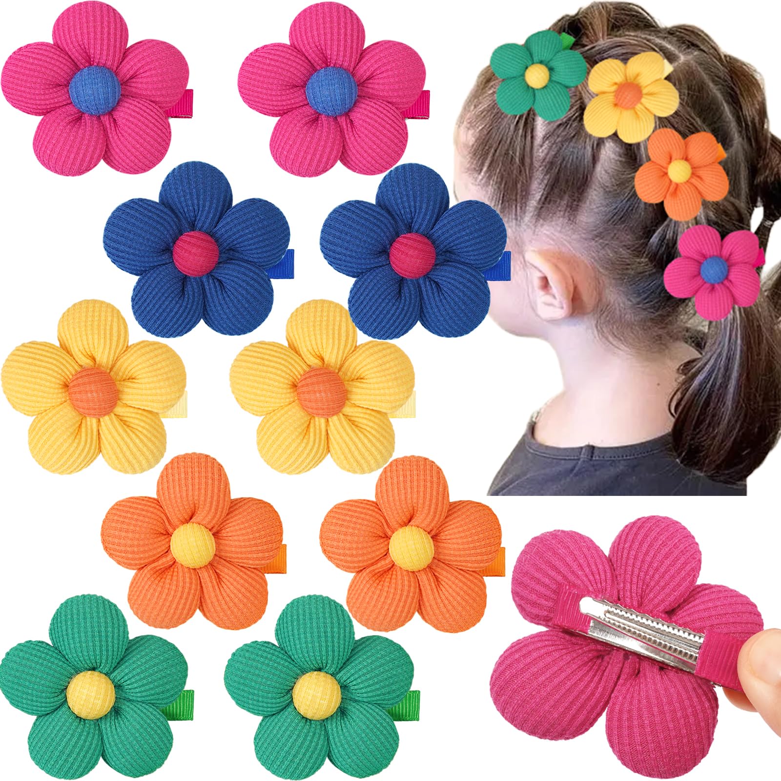 Photo 1 of CÉLLOT Flower Hair Clips,10 Pcs Non-Slip Flower Bows Alligator Clips Hair Accessories for Girls Toddlers Teens and Women