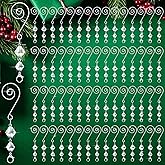 Bucherry 60 Pcs Ornament Hangers Tree Ornament Hooks Decorative Clear Acrylic Wire S Hook with Lobster Claws Hanging Metal Wire Crystal Jeweled Swirl for Crafts Xmas Decoration (Silver)