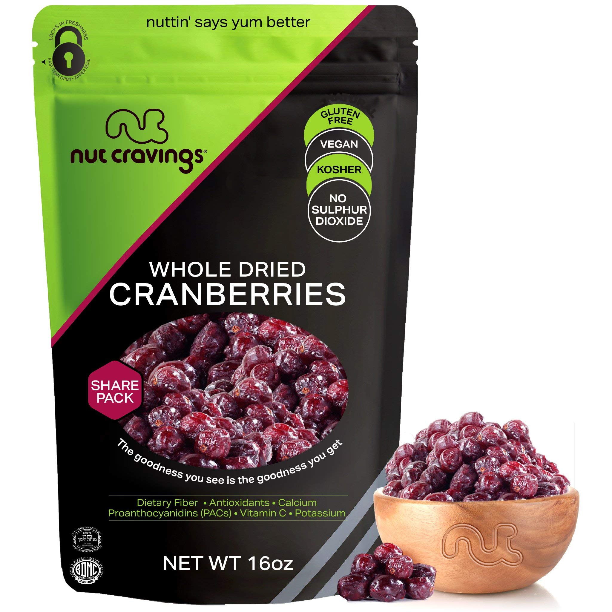 Buy Nut Cravings Dry Fruits Sun Dried Whole Cranberries, Lightly Sweetened (16oz 1 LB