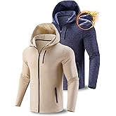 Liberty Imports 2-Pack Men’s Zip-Up Hoodies with Zipper Pockets, Lightweight Fleece Sweatshirts for Running Casual Activewear