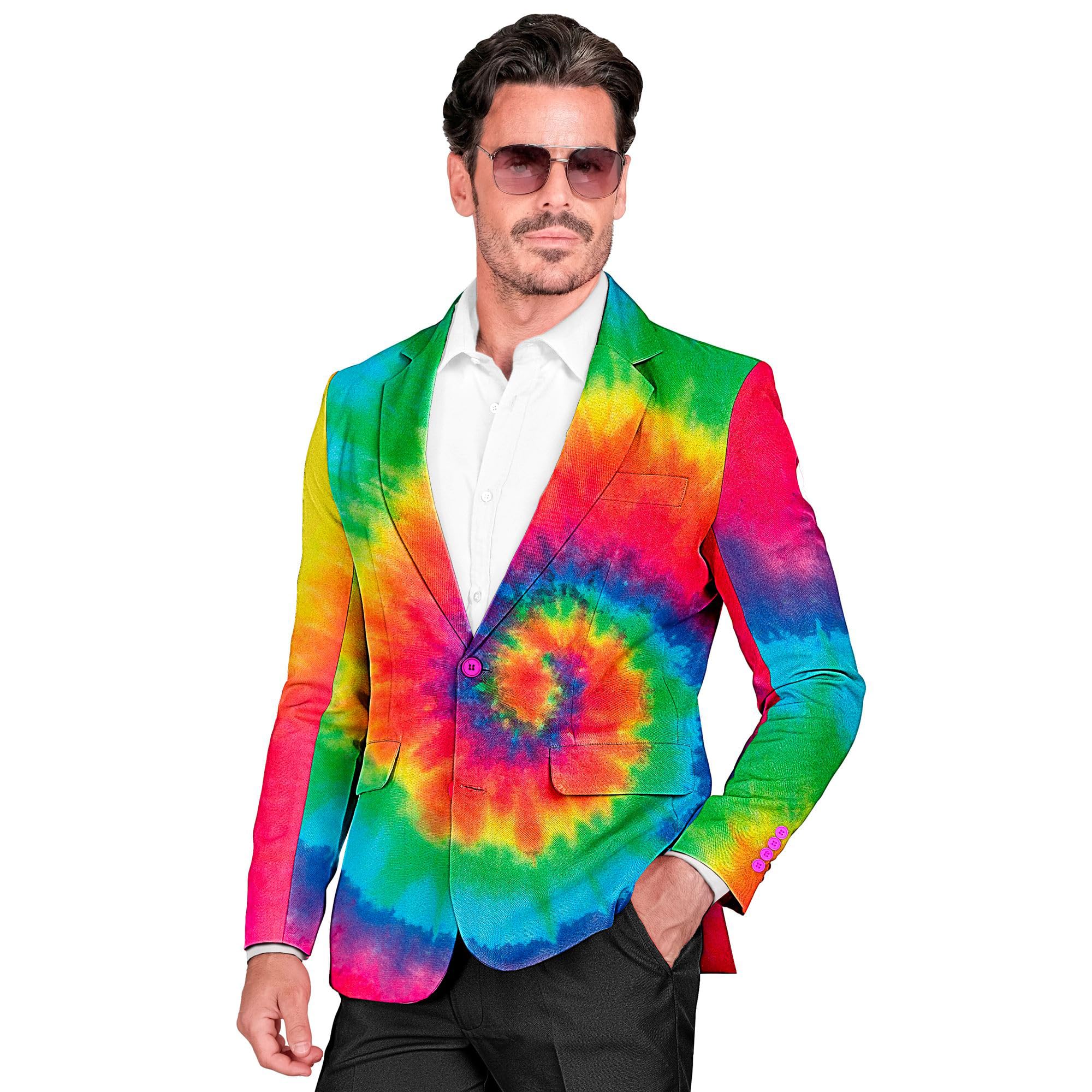 WIDMANN - Party Fashion Jacket, Tie-Dye Pattern, Suit Jacket, Neon, Batik, Showmen