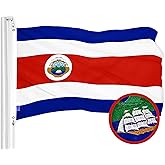 G128 Costa Rica Costa Rican Flag | 3x5 Ft | ToughWeave Series Embroidered 300D Polyester | Country Flag, Embroidered Design, Indoor/Outdoor, Brass Grommets