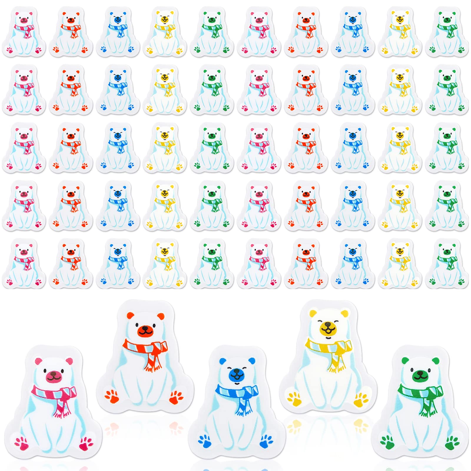 Photo 1 of 100 Mini Polar Bear Colorful Erasers - Kids' Bulk Fun Cute Animal Bear Party Favors for Christmas, Winter, Classroom Prizes, Gifts, School Supplies - 5 Colors