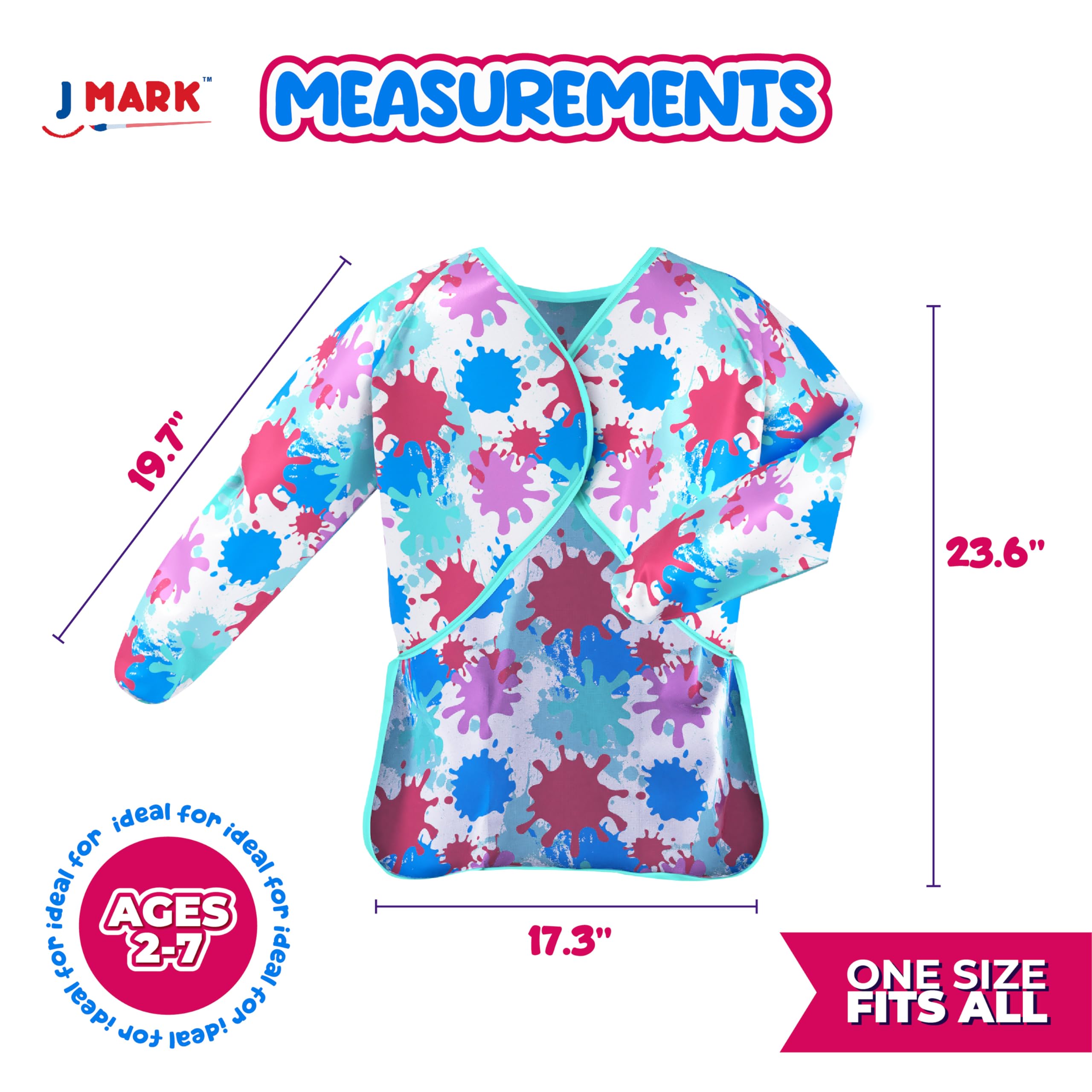 J MARK Waterproof Art Smock Painting Apron- 2 Pack Long Sleeve for Arts & Crafts