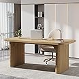 Tribesigns 62" Executive Desk, Large Office Computer Desk with Double Pedestal, Modern Simple Style Rectangle Writing Table for Home Office (Natural)