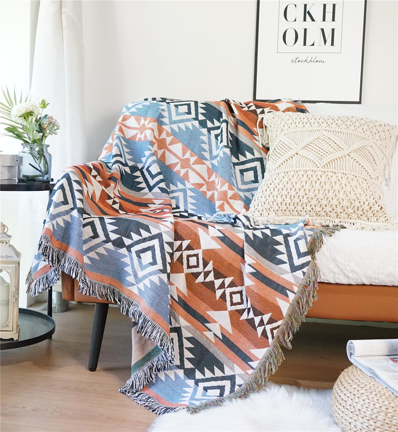 Photo 1 of Lqprom Boho Southwest Throw Blankets Aztec Southwest Throws Cover Outdoor Camping Picnic Tent Beach Travel 51"x63"