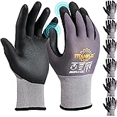 TitanFlex Work Gloves Microfoam Nitrile Coated Men Women-6 Pairs, Safety Warehouse Gloves Mens Working Glove with Grip Heavy Duty, Touchscreen, Seamless Knit Nylon for Automotive, Garden (Large)
