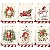 Mixweer 6 Pcs Christmas Kitchen Towels Absorbent Dish Towels Vintage Xmas Snowman Santa Claus Bathroom Hand Dish Tea Towel Christmas Decoration for Bathroom Kitchen, 16 x 24 Inch