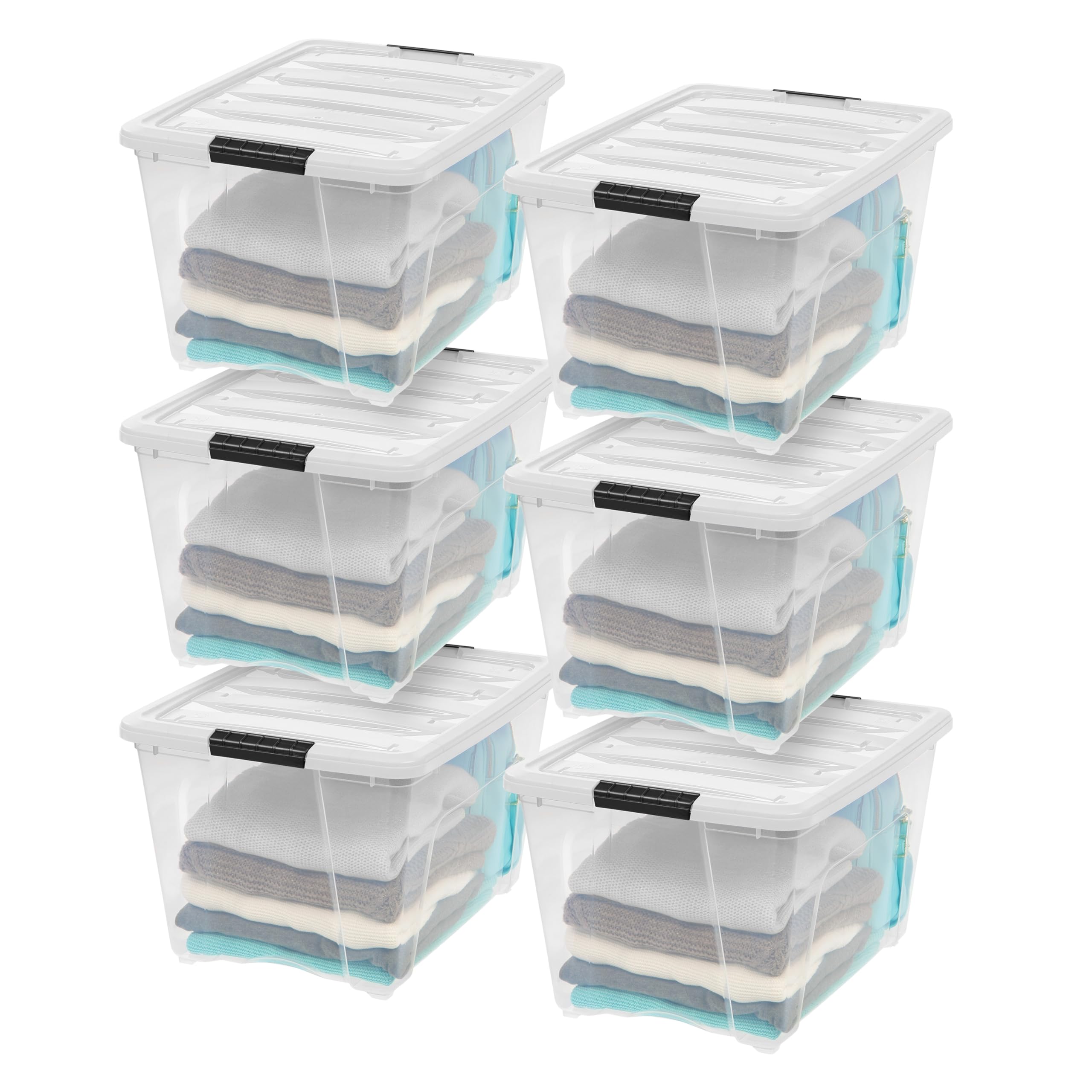 Photo 1 of ****The lids are all broken; the only things that work are the drawers—nothing else.****
And it comes with only 4—that's it.

IRIS USA 6-Pack 54 Quart Stackable Storage Bins with Lids [Made in USA] - Everyday Organizer Latching Clear Plastic Organization 