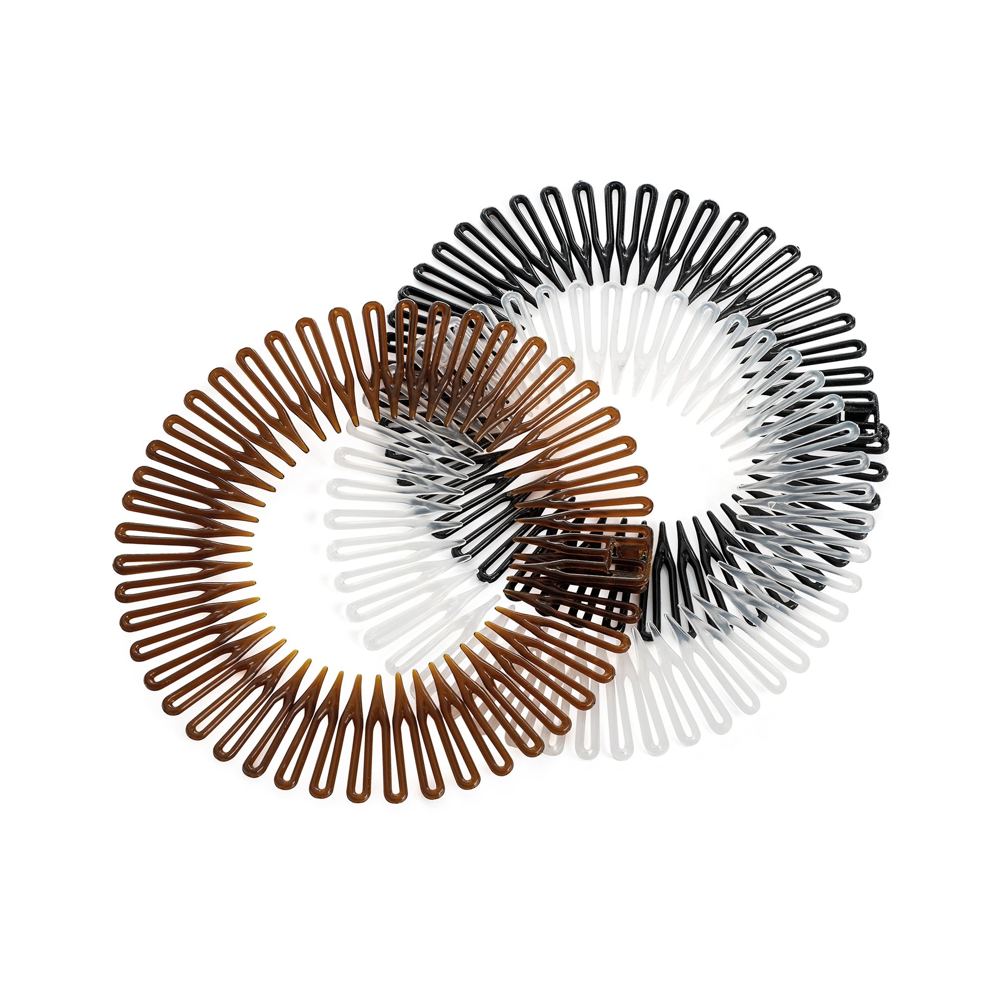 Pack of 3 Flexi Combs Black Clear and Brown Hair Bands