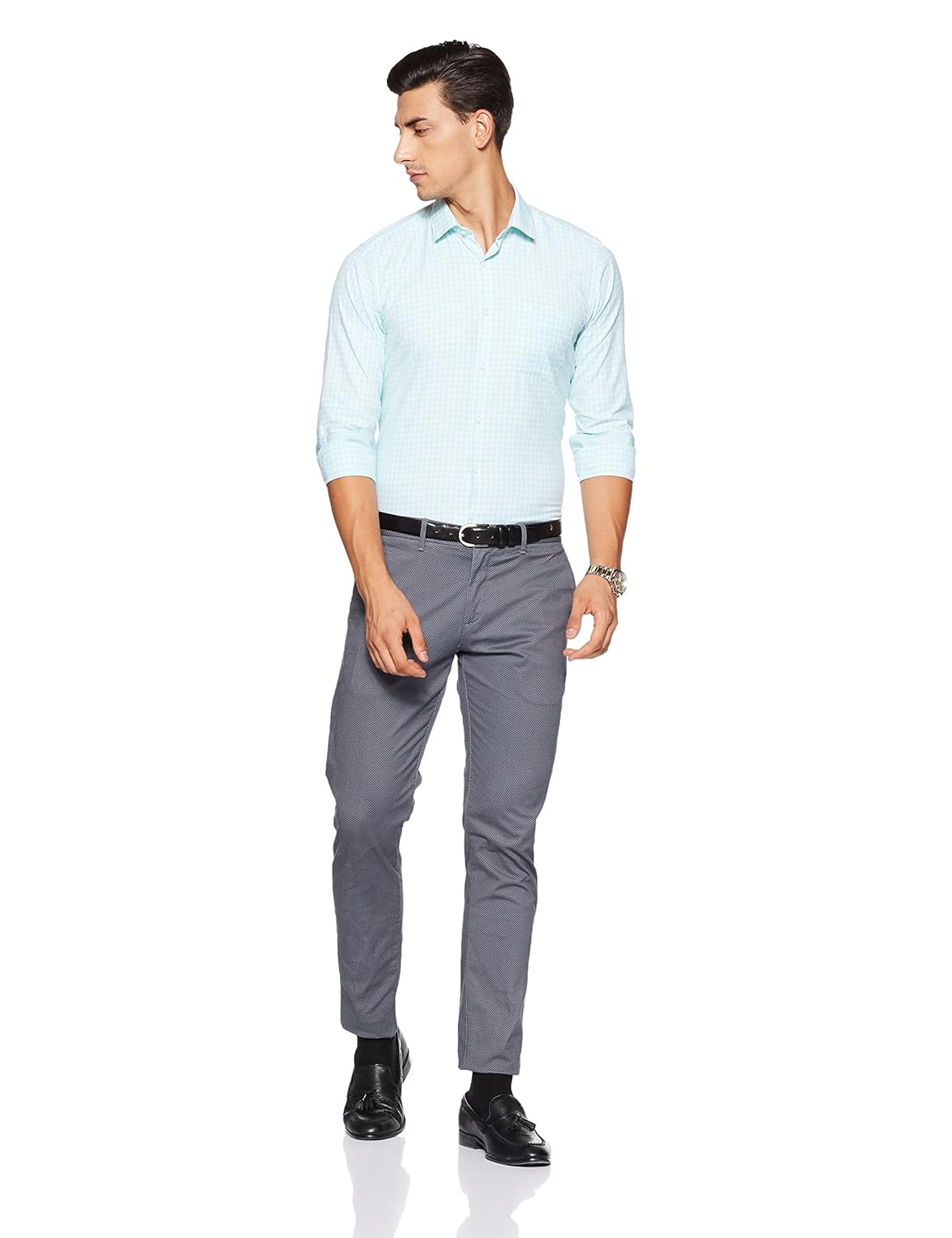 peter england men's solid regular fit formal shirt