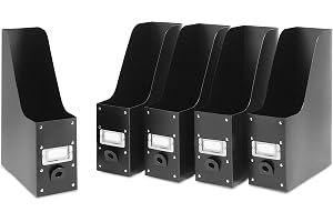Whitmor Magazine Storage Desk Organizers - Black (Set of 5)