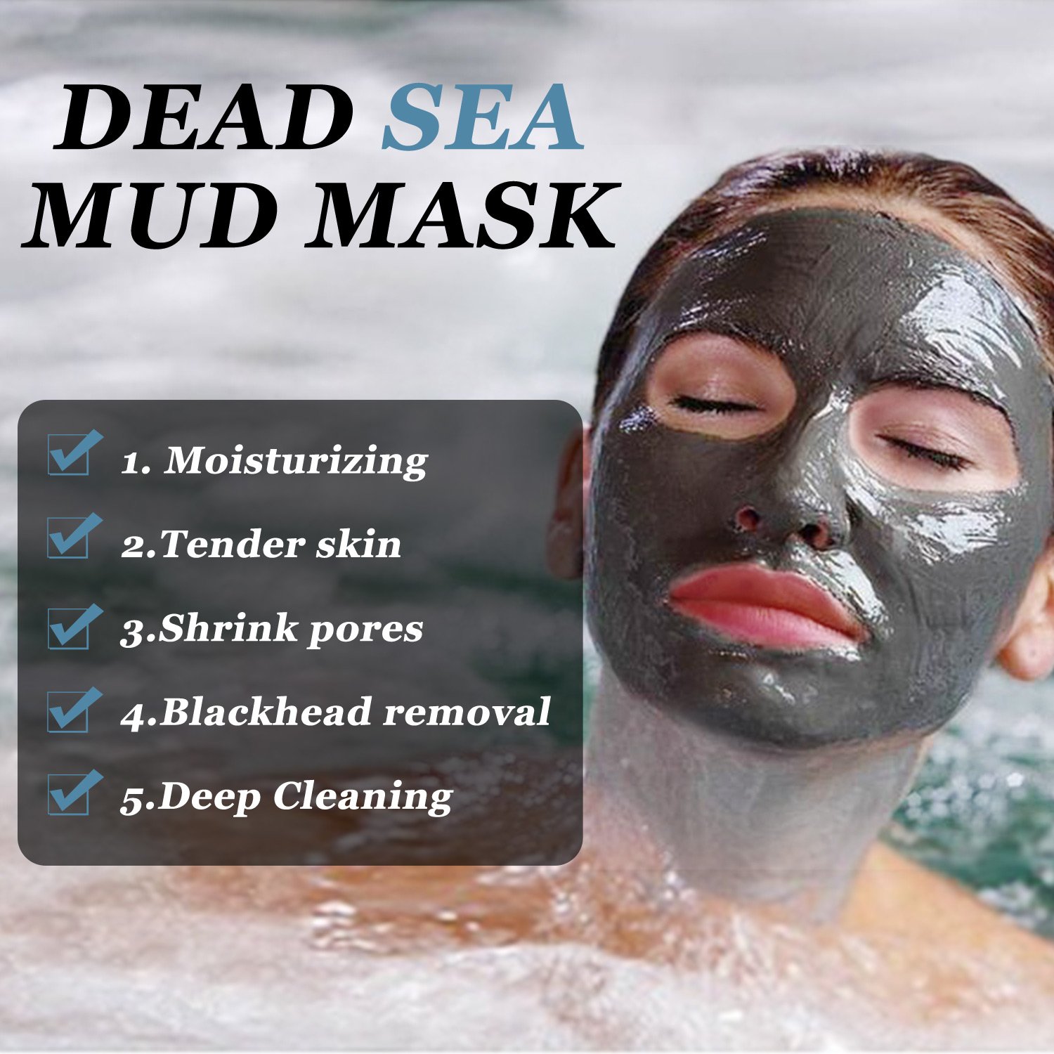 Wotek Mascarilla Facial de Barro de Mar Muerto, Mascarilla Hidratante Facial, Limpiadora Profunda - Elimina El Acné y Reduce Poro -100% Natural, Orgánica y Mineral