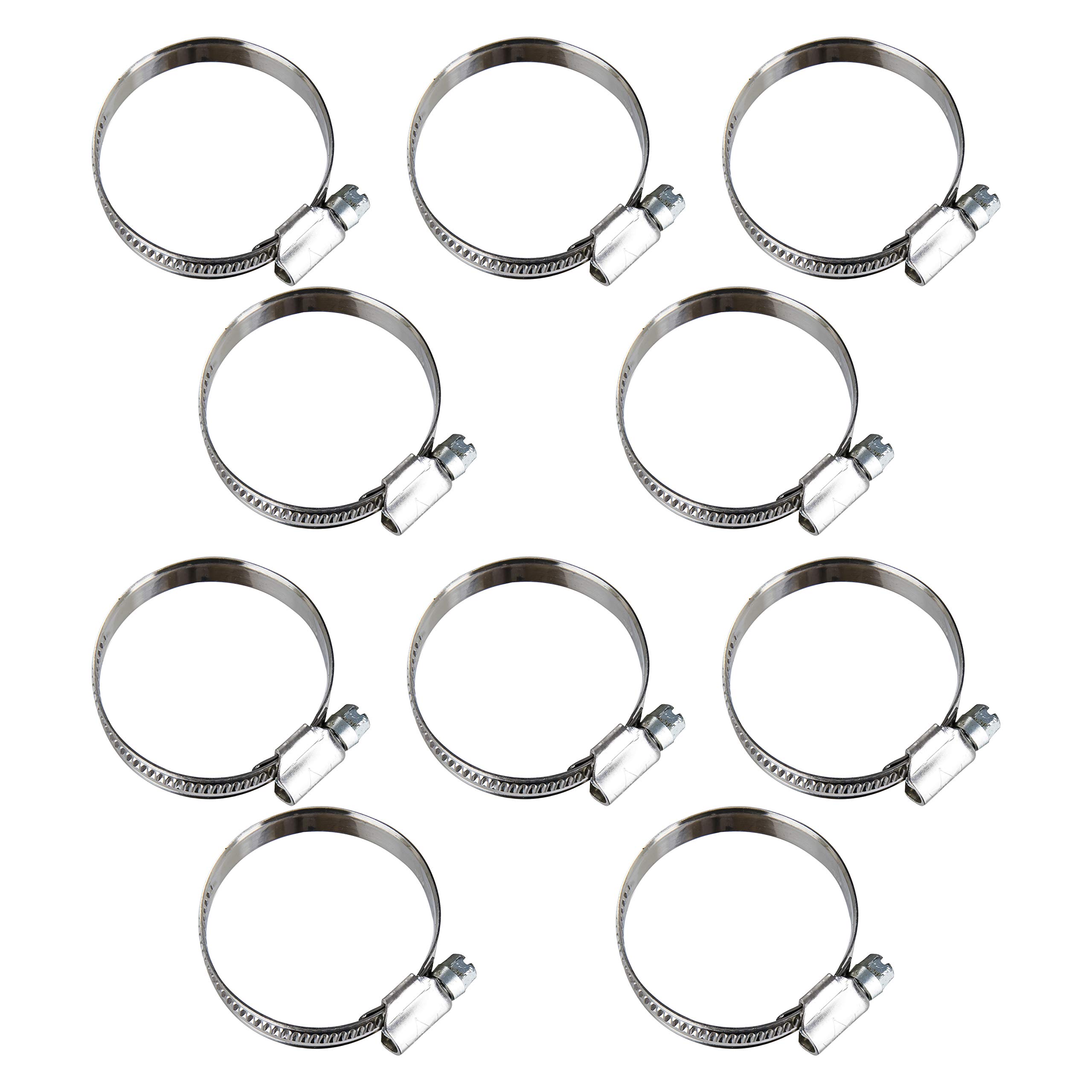 MO-Werkzeughandel Stainless Steel W2 Hose Clamps - Clamping Range 32-50 mm Width 12 mm DIN 3017 Industrial Quality with Worm Drive - Pack of 10