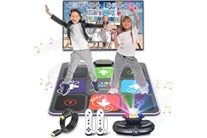 FWFX Dance Mat for Kids and Adults, Wireless Plug and Play Electronic Dance Pad Game for TV, Fun Kids Dancing Exercise Game, Xmas Birthday Gifts Ideas for 3-12 Year Old Girls and Boys