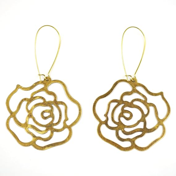 Amazon 薔薇柄真鍮ピアス 真鍮の淡い綺麗な色と花柄がシックに可愛い和柄ピアス ピアス 通販