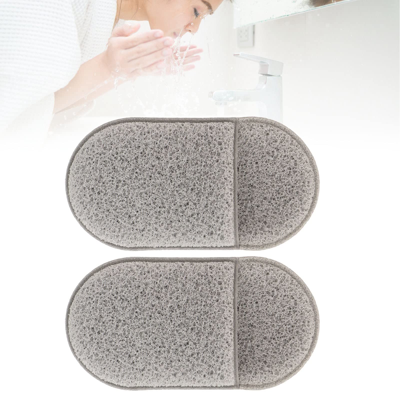 2pcs Facial Sponge Women Home Portable Soft Elastic Exfoliating Makeup Removal Face Washing Sponge Reusable Comfortable for Daily Facial Washing