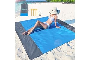 Keten Beach Blanket, 79''×83'' Extra Large Beach Blanket for 3-5 Adults, Sandproof Beach Mat, Compact and Lightweight, Sand Free Beach Mat with 4 Stakes, Perfect for Travel, Camping, Hiking