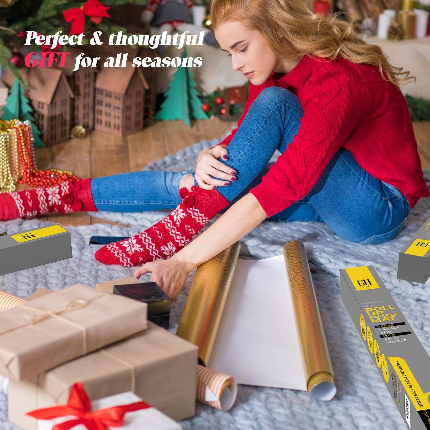GRATEFUL HOUSE Premium ROLL UP Puzzle Mat for Jigsaw Puzzle Storage. Wool Blend Felt lays Perfectly Flat Comes Rolled & NOT Folded. Fits 500 1000 1500 Piece Puzzles.46 x 26 inch Puzzle Saver: Toys & Games