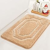 BEQHAUSE-Bathroom-Rug-Non-Slip-Bath-Mat-Soft and Absorbent Shower Mat Polyester Bath Mats for Bathroom Machine Washable Bath Rugs Beige Bathrooms Rug for Shower Sink Bathtub,16"x24"