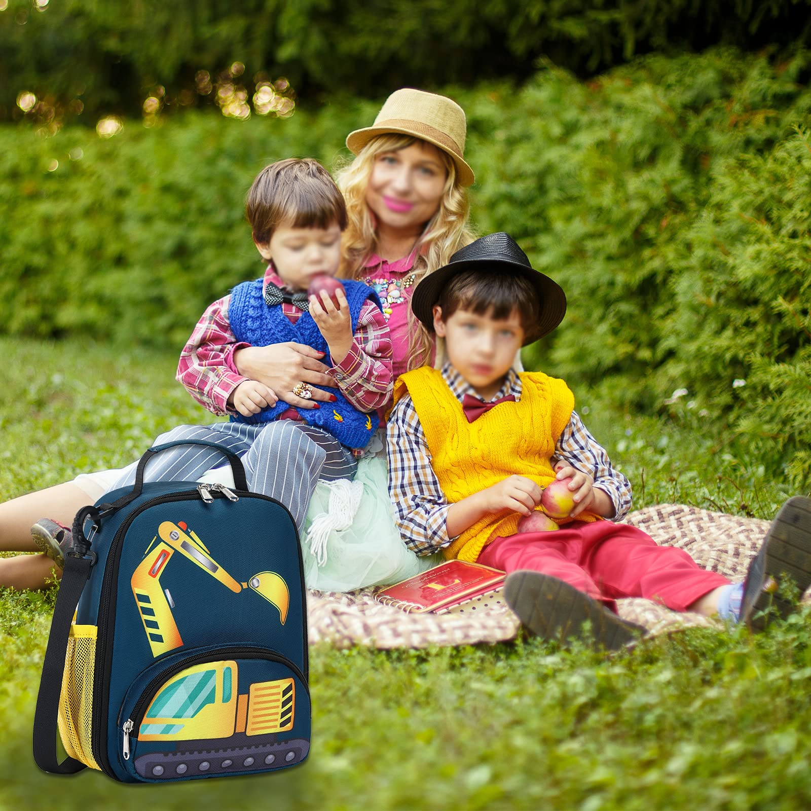 BTOOP Lunch Box Kids for Boys Insulated Lunch Bag Cute Reusable Thermal Meal Cooler Tote Bags with Removable Shoulder Strap for School Travel