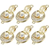 CHGCRAFT 6Pcs Moon Fold Over Clasps Brass Necklace Bracelet Extenders Clasp with Rhinestone Gold Moon Shaped Jewelry Extender Clasps for DIY Bracelet Necklace Jewelry Making
